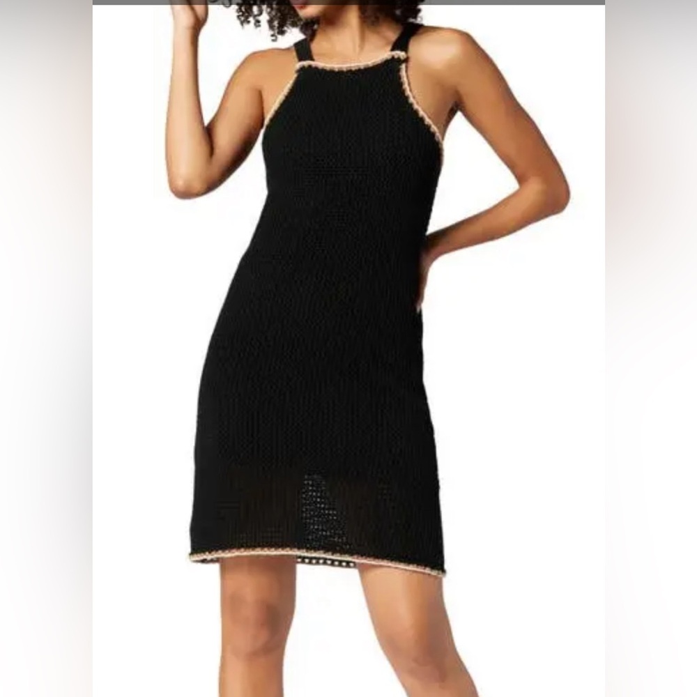 NWT Soft Joie Ellie Cotton Tank Sweater Dress with tan trim S Fully Lined